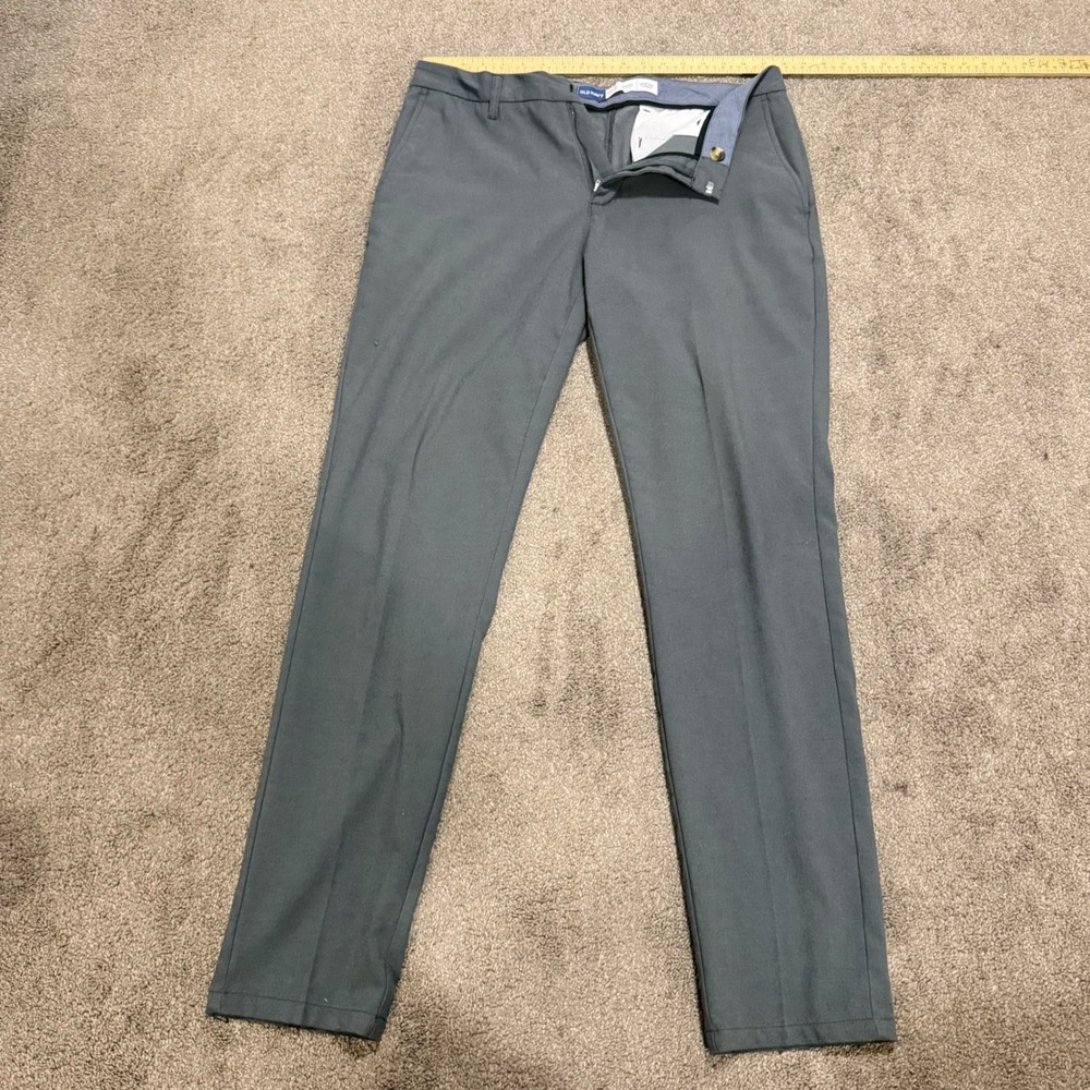 Old Navy Mens Athletic‎ Built-In Flex Pants Gray 33x34 Stretch Chino Trousers